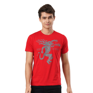 Round Neck Red Fireball  Logo Rise Beyond T-shirt