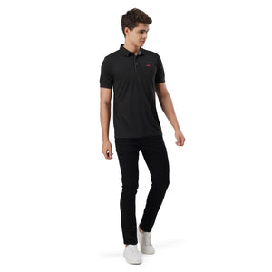 Checker Polo Black Fire Logo T-shirt